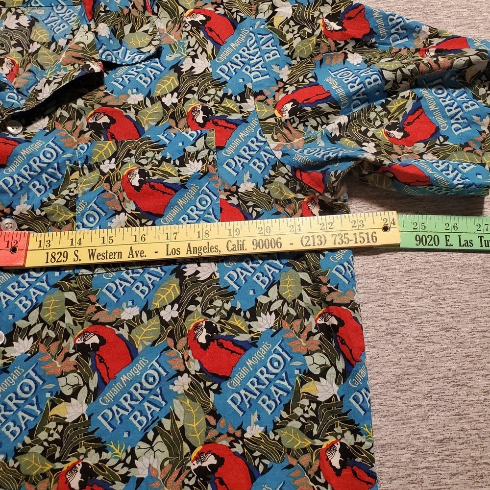 Vintage Captain Morgan Mens L Shirt Parrot Bay Button Up S/S Hawaiian USA Made - Picture 5 of 7
